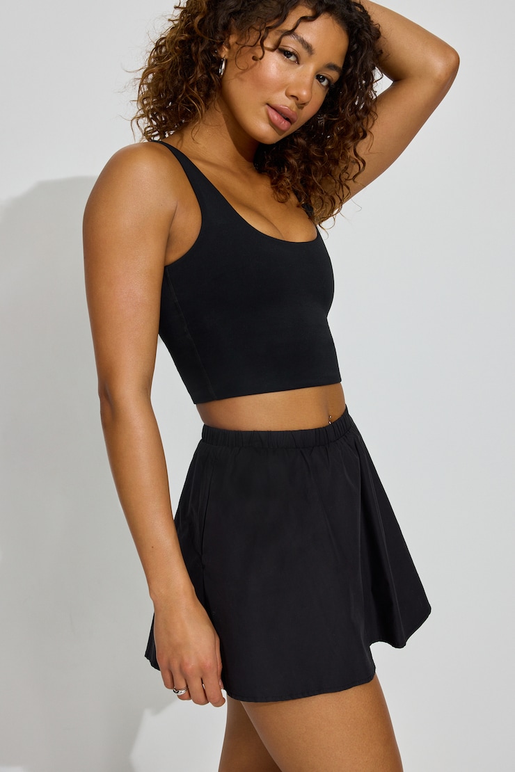 Peyton Poplin Skort Black