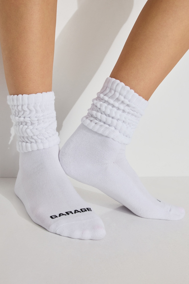 Sport Crew Scrunch Socks White