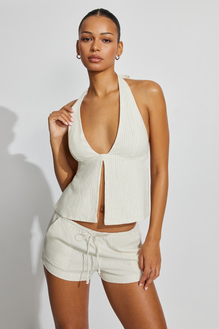 Clean Linen Mini Shorts Beige